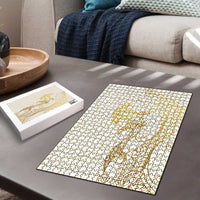 Gold and White Hawaii Puzzle Hammerhead Shark Tattoo Curve Polynesian - Polynesian Pride