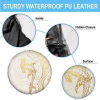 Gold and White Hawaii Spare Tire Cover Hammerhead Shark Tattoo Curve Polynesian - Polynesian Pride