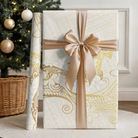 Gold and White Hawaii Wrapping Paper Hammerhead Shark Tattoo Curve Polynesian - Polynesian Pride