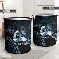 Personalised Polynesia Suicide Prevention Month Laundry Basket Brave Strong Butterfly Teal Purple Ribbon