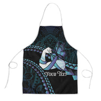 Personalised Polynesia Suicide Prevention Month Apron Brave Strong Butterfly Teal Purple Ribbon