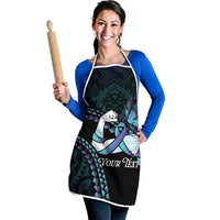 Personalised Polynesia Suicide Prevention Month Apron Brave Strong Butterfly Teal Purple Ribbon