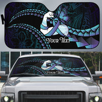 Personalised Polynesia Suicide Prevention Month Auto Sun Shade Brave Strong Butterfly Teal Purple Ribbon