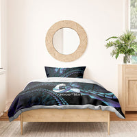 Personalised Polynesia Suicide Prevention Month Bedding Set Brave Strong Butterfly Teal Purple Ribbon