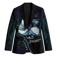 Personalised Polynesia Suicide Prevention Month Blazer Brave Strong Butterfly Teal Purple Ribbon