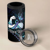 Personalised Polynesia Suicide Prevention Month 4 in 1 Can Cooler Tumbler Brave Strong Butterfly Teal Purple Ribbon