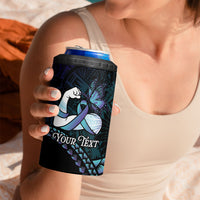 Personalised Polynesia Suicide Prevention Month 4 in 1 Can Cooler Tumbler Brave Strong Butterfly Teal Purple Ribbon