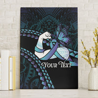 Personalised Polynesia Suicide Prevention Month Canvas Wall Art Brave Strong Butterfly Teal Purple Ribbon