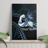 Personalised Polynesia Suicide Prevention Month Canvas Wall Art Brave Strong Butterfly Teal Purple Ribbon