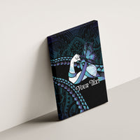 Personalised Polynesia Suicide Prevention Month Canvas Wall Art Brave Strong Butterfly Teal Purple Ribbon