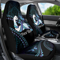 Personalised Polynesia Suicide Prevention Month Car Seat Cover Brave Strong Butterfly Teal Purple Ribbon