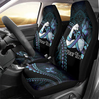 Personalised Polynesia Suicide Prevention Month Car Seat Cover Brave Strong Butterfly Teal Purple Ribbon