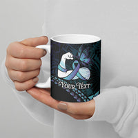 Personalised Polynesia Suicide Prevention Month Ceramic Mug Brave Strong Butterfly Teal Purple Ribbon