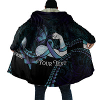 Personalised Polynesia Suicide Prevention Month Cloak Brave Strong Butterfly Teal Purple Ribbon