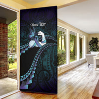 Personalised Polynesia Suicide Prevention Month Door Cover Brave Strong Butterfly Teal Purple Ribbon