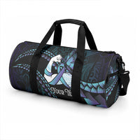 Personalised Polynesia Suicide Prevention Month Duffle Bag Brave Strong Butterfly Teal Purple Ribbon