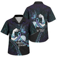Personalised Polynesia Suicide Prevention Month Family Matching Mermaid Dress and Hawaiian Shirt Brave Strong Butterfly Teal Purple Ribbon