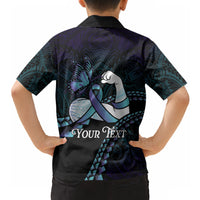 Personalised Polynesia Suicide Prevention Month Hawaiian Shirt Brave Strong Butterfly Teal Purple Ribbon