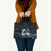 Personalised Polynesia Suicide Prevention Month Leather Bag Brave Strong Butterfly Teal Purple Ribbon
