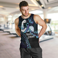 Personalised Polynesia Suicide Prevention Month Men Tank Top Brave Strong Butterfly Teal Purple Ribbon