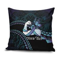 Personalised Polynesia Suicide Prevention Month Pillow Cover Brave Strong Butterfly Teal Purple Ribbon