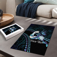 Personalised Polynesia Suicide Prevention Month Puzzle Brave Strong Butterfly Teal Purple Ribbon