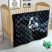 Personalised Polynesia Suicide Prevention Month Quilt Brave Strong Butterfly Teal Purple Ribbon