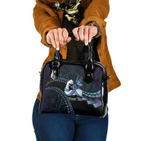 Personalised Polynesia Suicide Prevention Month Shoulder Handbag Brave Strong Butterfly Teal Purple Ribbon