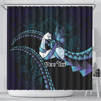 Personalised Polynesia Suicide Prevention Month Shower Curtain Brave Strong Butterfly Teal Purple Ribbon