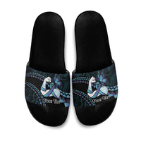 Personalised Polynesia Suicide Prevention Month Slide Sandals Brave Strong Butterfly Teal Purple Ribbon