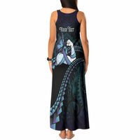 Personalised Polynesia Suicide Prevention Month Tank Maxi Dress Brave Strong Butterfly Teal Purple Ribbon