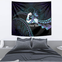 Personalised Polynesia Suicide Prevention Month Tapestry Brave Strong Butterfly Teal Purple Ribbon