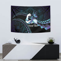 Personalised Polynesia Suicide Prevention Month Tapestry Brave Strong Butterfly Teal Purple Ribbon