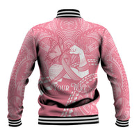 Personalised Polynesia Breast Cancer Awareness Baseball Jacket Brave Strong Butterfly Pink Ribbon