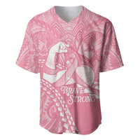 Personalised Polynesia Breast Cancer Awareness Baseball Jersey Brave Strong Butterfly Pink Ribbon