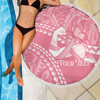 Personalised Polynesia Breast Cancer Awareness Beach Blanket Brave Strong Butterfly Pink Ribbon