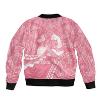 Personalised Polynesia Breast Cancer Awareness Bomber Jacket Brave Strong Butterfly Pink Ribbon