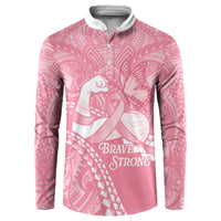 Personalised Polynesia Breast Cancer Awareness Button Sweatshirt Brave Strong Butterfly Pink Ribbon