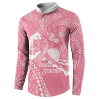 Personalised Polynesia Breast Cancer Awareness Button Sweatshirt Brave Strong Butterfly Pink Ribbon