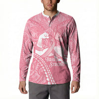 Personalised Polynesia Breast Cancer Awareness Button Sweatshirt Brave Strong Butterfly Pink Ribbon