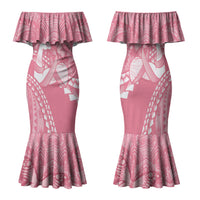 Personalised Polynesia Breast Cancer Awareness Family Matching Mermaid Dress and Hawaiian Shirt Brave Strong Butterfly Pink Ribbon
