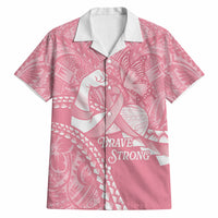 Personalised Polynesia Breast Cancer Awareness Hawaiian Shirt Brave Strong Butterfly Pink Ribbon