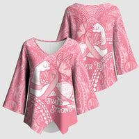 Personalised Polynesia Breast Cancer Awareness Kimono Sleeve Blouse Brave Strong Butterfly Pink Ribbon