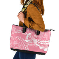 Personalised Polynesia Breast Cancer Awareness Leather Tote Bag Brave Strong Butterfly Pink Ribbon