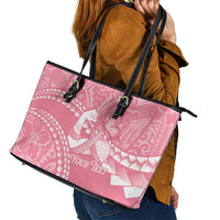 Personalised Polynesia Breast Cancer Awareness Leather Tote Bag Brave Strong Butterfly Pink Ribbon