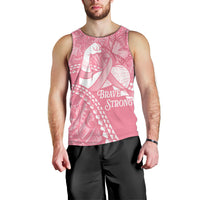 Personalised Polynesia Breast Cancer Awareness Men Tank Top Brave Strong Butterfly Pink Ribbon