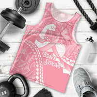 Personalised Polynesia Breast Cancer Awareness Men Tank Top Brave Strong Butterfly Pink Ribbon