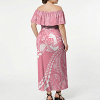 Personalised Polynesia Breast Cancer Awareness Off Shoulder Maxi Dress Brave Strong Butterfly Pink Ribbon