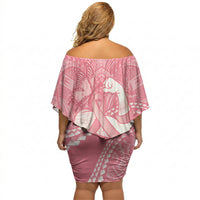 Personalised Polynesia Breast Cancer Awareness Off Shoulder Short Dress Brave Strong Butterfly Pink Ribbon