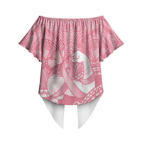 Personalised Polynesia Breast Cancer Awareness Off Shoulder Wrap Waist Top Brave Strong Butterfly Pink Ribbon